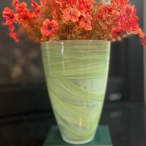 Green Swirled Glass Vase